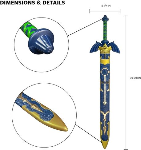 سيف إسفنجي بطول 37 بوصة مع غمد بلاستيكي - مثالي للحفلات التنكرية أو LARP أو الهالوين أو العرض (أزرق) in Kuwait