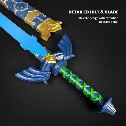 سيف إسفنجي بطول 37 بوصة مع غمد بلاستيكي - مثالي للحفلات التنكرية أو LARP أو الهالوين أو العرض (أزرق) in Kuwait