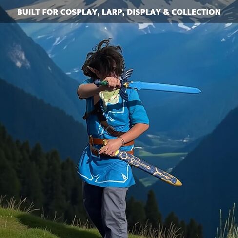 سيف إسفنجي بطول 37 بوصة مع غمد بلاستيكي - مثالي للحفلات التنكرية أو LARP أو الهالوين أو العرض (أزرق) in Kuwait