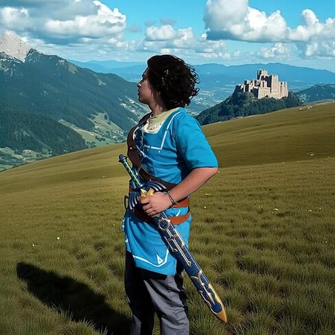 سيف إسفنجي بطول 37 بوصة مع غمد بلاستيكي - مثالي للحفلات التنكرية أو LARP أو الهالوين أو العرض (أزرق) in Kuwait