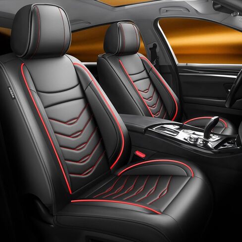 أغطية مقاعد السيارة Fit TSX متوافقة مع Acura TSX 2004-2010 2011 2012 2013 2014. تغطية كاملة من الجلد المقاوم للماء، متوافق مع الوسادة الهوائية، واقي وسادة المقعد لجميع الأحوال الجوية (مجموعة كاملة، أسود) in Kuwait