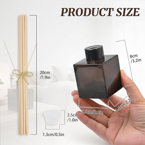 100 مل قطعتان من زجاجات ناشر القصب، زجاجة فارغة لموزع العطر مع 20 قطعة من أعواد القصب لإكسسوارات العطور المنزلية وغرفة الهدايا للنساء، والمنزل، وديكور الحمام in Kuwait