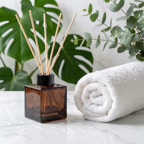 100 مل قطعتان من زجاجات ناشر القصب، زجاجة فارغة لموزع العطر مع 20 قطعة من أعواد القصب لإكسسوارات العطور المنزلية وغرفة الهدايا للنساء، والمنزل، وديكور الحمام in Kuwait