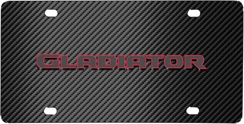 iPick Image for Jeep Gladiator 3D Logo Red Edge Black Carbon Fiber Patten Steel License Plate - Official Licensed in Saudi Arabia