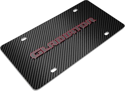 iPick Image for Jeep Gladiator 3D Logo Red Edge Black Carbon Fiber Patten Steel License Plate - Official Licensed in Saudi Arabia