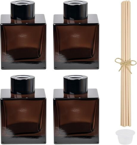 100 مل قطعتان من زجاجات ناشر القصب، زجاجة فارغة لموزع العطر مع 20 قطعة من أعواد القصب لإكسسوارات العطور المنزلية وغرفة الهدايا للنساء، والمنزل، وديكور الحمام in Kuwait