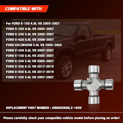 محمل حامل عمود الإدارة ومجموعة وصلات U متوافقة مع Ford F250 Super Duty F350 Super Duty 1999-2010 HB88508 in Saudi Arabia