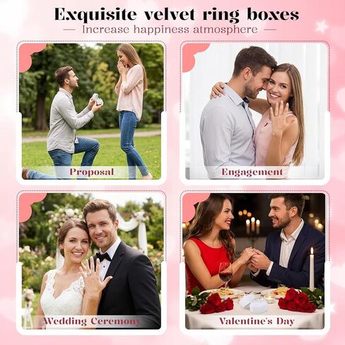 Velvet Ring Box 3 Slots, Oval Ring Box Wedding Rings Holder, Vintage Engagement Rings Boxes for Wedding Engagement Proposal Keepsake Ceremony(Beige) in Saudi Arabia