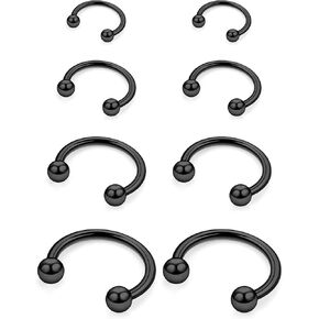 12G 14G 16G 18G 20G Horseshoe Septum Nose Ring Piercing Jewelry Surgical Steel Circular Barbell Daith Rook Earring Smiley Snake Bite Lip Ring Piercing Jewelry for Women Silver Black Gold in Kuwait