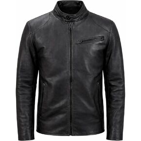 Rauly Genuine Leather Jacket Men Biker Style Zip Up Real Lambskin Motorcycle Jacket Men in Saudi Arabia