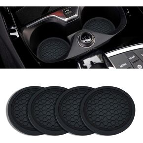 4PCS Car Cup Holder Coasters, 2.75 Inch Non-Slip Insert Cup Holder Pad, Dustproof Automotive Interior Accessories Mat, Universal for Trucks, Vehicles, RVs and More (Black/Red) in Kuwait