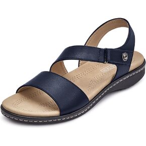 صنادل نسائية مسطحة مريحة - أحذية صندل نسائية صيفية كاجوال للمشي بأشرطة لدعم قوس القدم in Kuwait