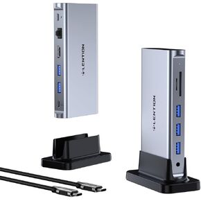 LENTION 10-in-1 USB-C Docking Station with Dual HDMI Monitor Adapter, 4K@60Hz, PD 100W, USB C Data Port, USB 3.0/2.0, SD/TF Card Reader, 3.3FT Long Cable for Mac and Windows Laptop (D62, Space Gray) in Kuwait