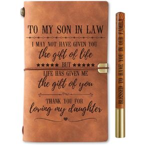InnoBeta Son in Law Gifts, Journal Notebook with Pen, Refillable Sketchbook, Travel Diary, Lined Planner, 7x5 Inches, Brown in Kuwait
