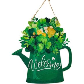 ديكورات يوم القديس باتريك في الأماكن المغلقة، علامة باب إكليل شامروك معلقة، علامة ترحيب خشبية إكليل عيد القديس باتريك، ديكور أيرلندي لديكورات الربيع، ديكور جدار مارس للمنزل والمكتب والشرفة in Kuwait