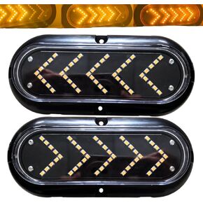 6 بوصة العنبر 45 LED سهم متسلسل يشير إلى بدوره مقطورة ضوء خلفي بيضاوي شبه شاحنة أضواء إشارة بارك [IP67] حلقة الضوء الخلفي المعتمدة من RV DOT + مجموعة المقابس [عبوتان] in Saudi Arabia