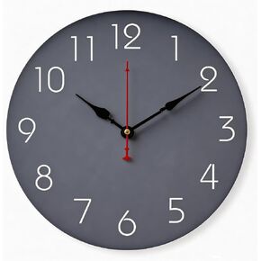 Wall Clock 10 Inch Gray Battery Operated Silent Non Ticking Simple Modern Clock Decorative for Bedroom Living Room Kitchen Home Bathroom Office in Kuwait