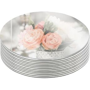 12 Pcs Acrylic Round Mirrors for Centerpieces, 12 Inch Circle Mirror Trays for Table, 2 mm Acrylic Round Mirrors Plate for Wall, Wedding Decorations, Party (Sliver) in Kuwait