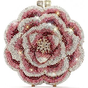 حقائب السهرة النسائية AAA حجر الراين الوردي زهرة الشكل اليدوية سلسلة معدنية الماس براثن in Kuwait