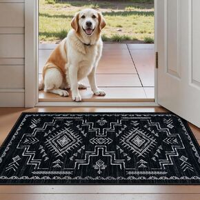 سجادة منطقة STARUIA قابلة للغسل مقاس 8 × 10 باللونين الأبيض والأسود لغرفة المعيشة، سجادة منطقة مغربية قبلية أزتيك الغربية، سجادة محايدة للأولاد لغرفة النوم، سجادة كبيرة غير قابلة للانزلاق تحت طاولة الطعام والمكتب المنزلي in Kuwait