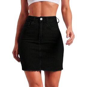 GORGLITTER المرأة الدنيم جان تنورة صغيرة Y2K خمر عالية الخصر Bodycon التنانير القصيرة الصغيرة وتتسابق الغربية in Kuwait