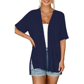 سترة Yincro النسائية قصيرة الأكمام صيفية خفيفة الوزن ومفتوحة من الأمام وكاجوال وناعمة in Kuwait