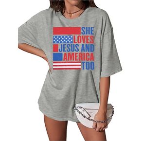 المرأة العلم الأمريكي قميص الولايات المتحدة الأمريكية 4th من يوليو عيد الاستقلال تي شيرت الوطنية نجوم المشارب قصيرة الأكمام المحملة القمم in Kuwait