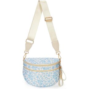 حقائب بوم للنساء، حقيبة كروس من النايلون، حقيبة كبيرة بلون نقي، حقيبة فاني بجيوب مزدوجة كبيرة الحجم وحزام مترهل (أسود) in Kuwait