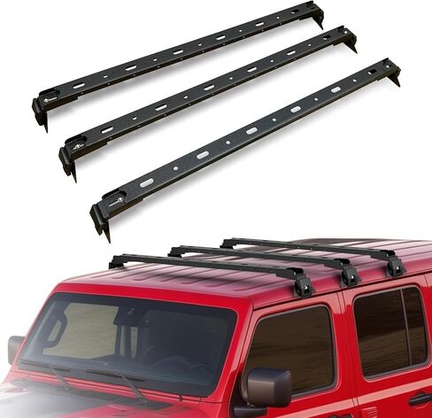 لرفوف السقف JK JL JT XJ دعامات تثبيت متقاطعة متوافقة مع 2007-2026 Jeep Wrangler JK JKU JL JLU Gladiator JT & 1984-2001 Jeep Cherokee XJ Hardtop، حامل البضائع العارضة على السقف in Kuwait