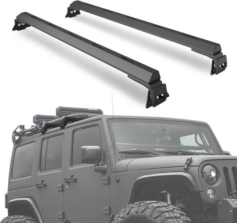 لرفوف السقف JK JL JT XJ دعامات تثبيت متقاطعة متوافقة مع 2007-2026 Jeep Wrangler JK JKU JL JLU Gladiator JT & 1984-2001 Jeep Cherokee XJ Hardtop، حامل البضائع العارضة على السقف in Kuwait