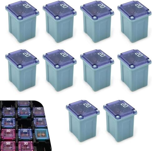 Pack-10 Micro Cartridge Fuses, 30 Amp Square Micro Female Fuses, Standard Electrical Circuit Protection Replacement Parts, Universal for Most Cars, Trucks, SUVs (Pink) in Saudi Arabia