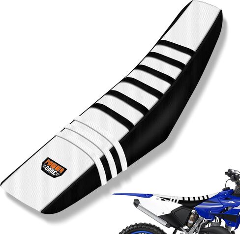 Universal Ribbed Motorcycle Dirt Bike Seat Cover - White Gripper Striped Supermoto Dirtbike Seat Cover (Black Orange) in Saudi Arabia