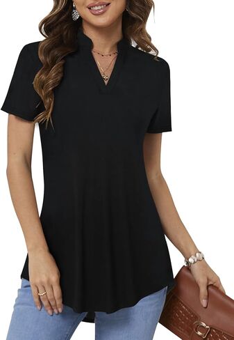 BAISHENGGT Womens Short Sleeve Tunic Tops V Neck Blouses Dressy Casual Vacation Outfits Floral Printed T Shirt in Saudi Arabia