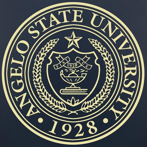 Angelo State University 14"w x 11"h Diploma Frame - Fits An Associate's, bachelor's, master's and phd - Gold Embossed Diploma Frame - Cherry Moulding with Navy Matting - Officially Licensed in Saudi Arabia