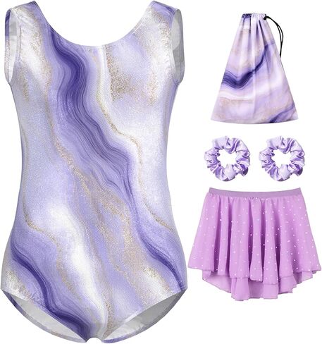 MOLLDAN Girls Gymnastics Leotards Tumbling Outfits Ballet Dance Dress with Removable Skirt Storage Bag in Saudi Arabia