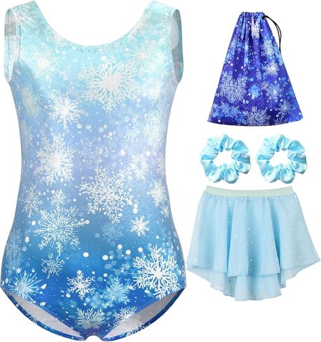 MOLLDAN Girls Gymnastics Leotards Tumbling Outfits Ballet Dance Dress with Removable Skirt Storage Bag in Saudi Arabia