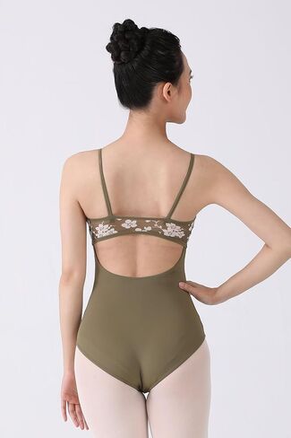 Dance Elite - Ginevra - Olive Floral printed Camisole Leotard for Women Dance in Saudi Arabia