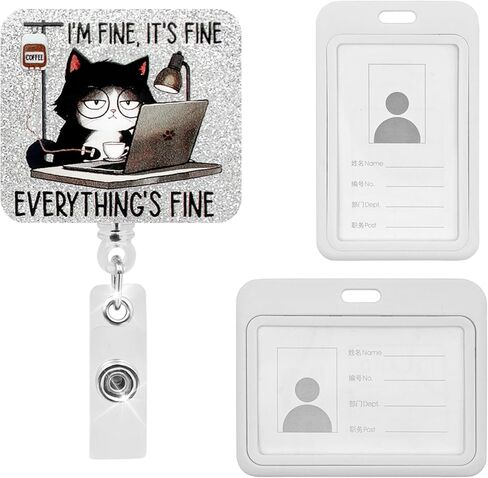 I Match Energy ID Badge Holder, Funny Badge Reel with 2 ID Card Holders, Retractable Badge Clip for Nurse Teacher Student Name Tag and Key Card in Kuwait