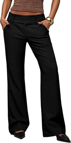 HBQ Women's High Waisted Wide Leg Dress Pants Stretchy Work Office Casual Trousers with Pockets in Saudi Arabia
