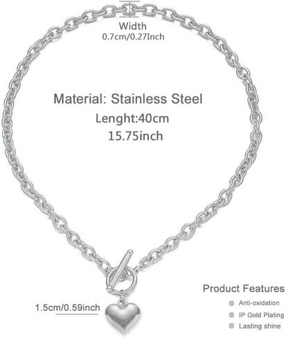 قلادات JAYUMO ذهبية وفضية على شكل قلب مكتنزة للنساء قلادة من الفولاذ المقاوم للصدأ in Kuwait