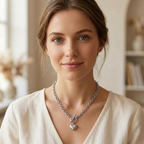 قلادات JAYUMO ذهبية وفضية على شكل قلب مكتنزة للنساء قلادة من الفولاذ المقاوم للصدأ in Kuwait