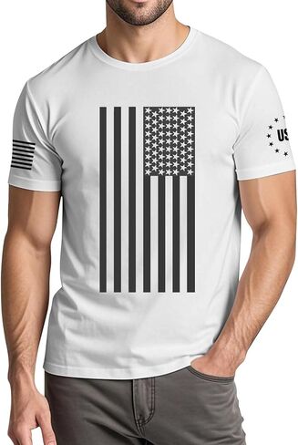 WENKOMG1 Men's 4th of July Shirt Short Sleeve Independence Day Shirt Novelty Graphic Print Party Tops, M-3XL in Kuwait