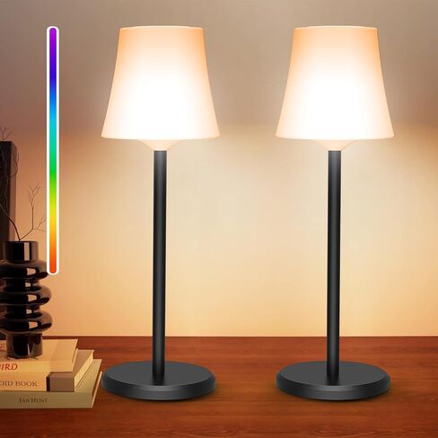 مصباح طاولة لاسلكي قابل لإعادة الشحن، 2 حزمة من ضوء اللمس اللاسلكي يعمل بالبطارية 3 ألوان وRGB ستبليس عكس الضوء، مصابيح LED صغيرة محمولة مقاومة للماء للمطبخ/تناول الطعام/في الهواء الطلق/الفناء/المطعم in Kuwait