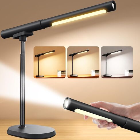 مصباح مكتب لاسلكي، ضوء عمل LED مغناطيسي، مصباح يعمل ببطارية قابلة لإعادة الشحن، سطوع خافت و3 أوضاع ألوان، إضاءة طاولة لاسلكية للقراءة، السرير، مصباح يدوي مع ضوء إشارة للتخييم in Kuwait