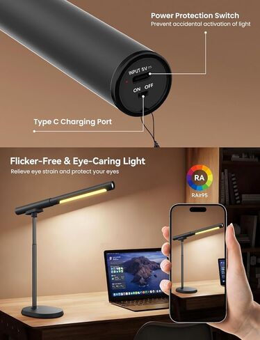 مصباح مكتب لاسلكي، ضوء عمل LED مغناطيسي، مصباح يعمل ببطارية قابلة لإعادة الشحن، سطوع خافت و3 أوضاع ألوان، إضاءة طاولة لاسلكية للقراءة، السرير، مصباح يدوي مع ضوء إشارة للتخييم in Kuwait