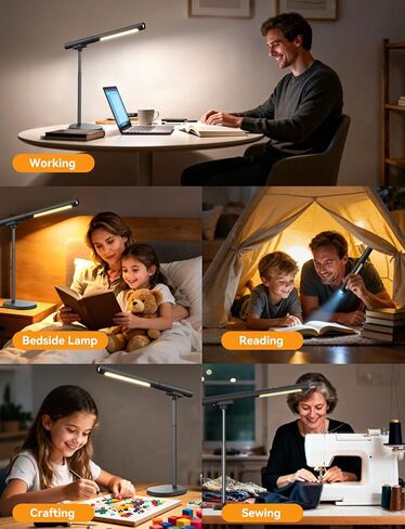 مصباح مكتب لاسلكي، ضوء عمل LED مغناطيسي، مصباح يعمل ببطارية قابلة لإعادة الشحن، سطوع خافت و3 أوضاع ألوان، إضاءة طاولة لاسلكية للقراءة، السرير، مصباح يدوي مع ضوء إشارة للتخييم in Kuwait