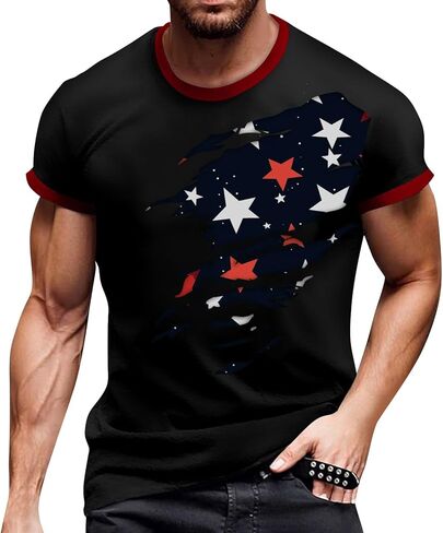 WENKOMG1 Men's America 250 T Shirt USA Patriotic Flag Print Athletic Workout Performance T-Shirt, S-2XL in Kuwait