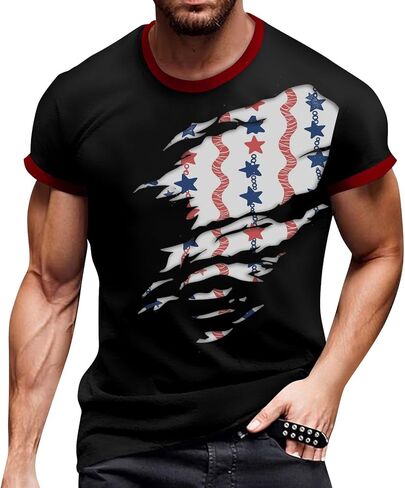WENKOMG1 Men's America 250 T Shirt USA Patriotic Flag Print Athletic Workout Performance T-Shirt, S-2XL in Saudi Arabia