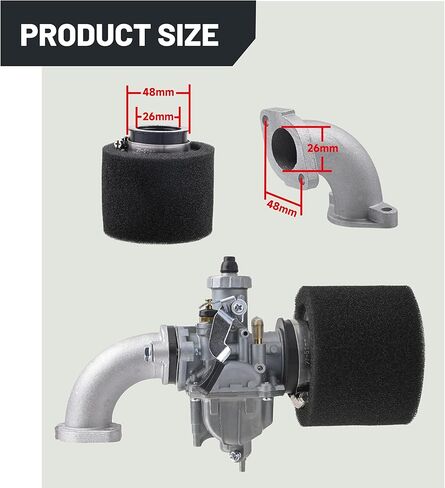 مكربن ​​VM22 26 مم لدراجة Mikuni Pipe Pit Dirt Bike 110cc 125cc 140cc Lifan YX Zongshen Pit Dirt Bike CRF70 XR50 Apollo Thumpstar DHZ SSR مع مدخل فلتر الهواء in Kuwait