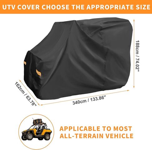 غطاء X AUTOHAUX UTV لقائد Can-am XT XT-P x MR مقاوم للماء جنبًا إلى جنب غطاء خارجي للحماية من المطر والشمس باللون الأسود 133.86 بوصة × 63.78 بوصة × 74.02 بوصة (الطول * العرض * الارتفاع) in Saudi Arabia